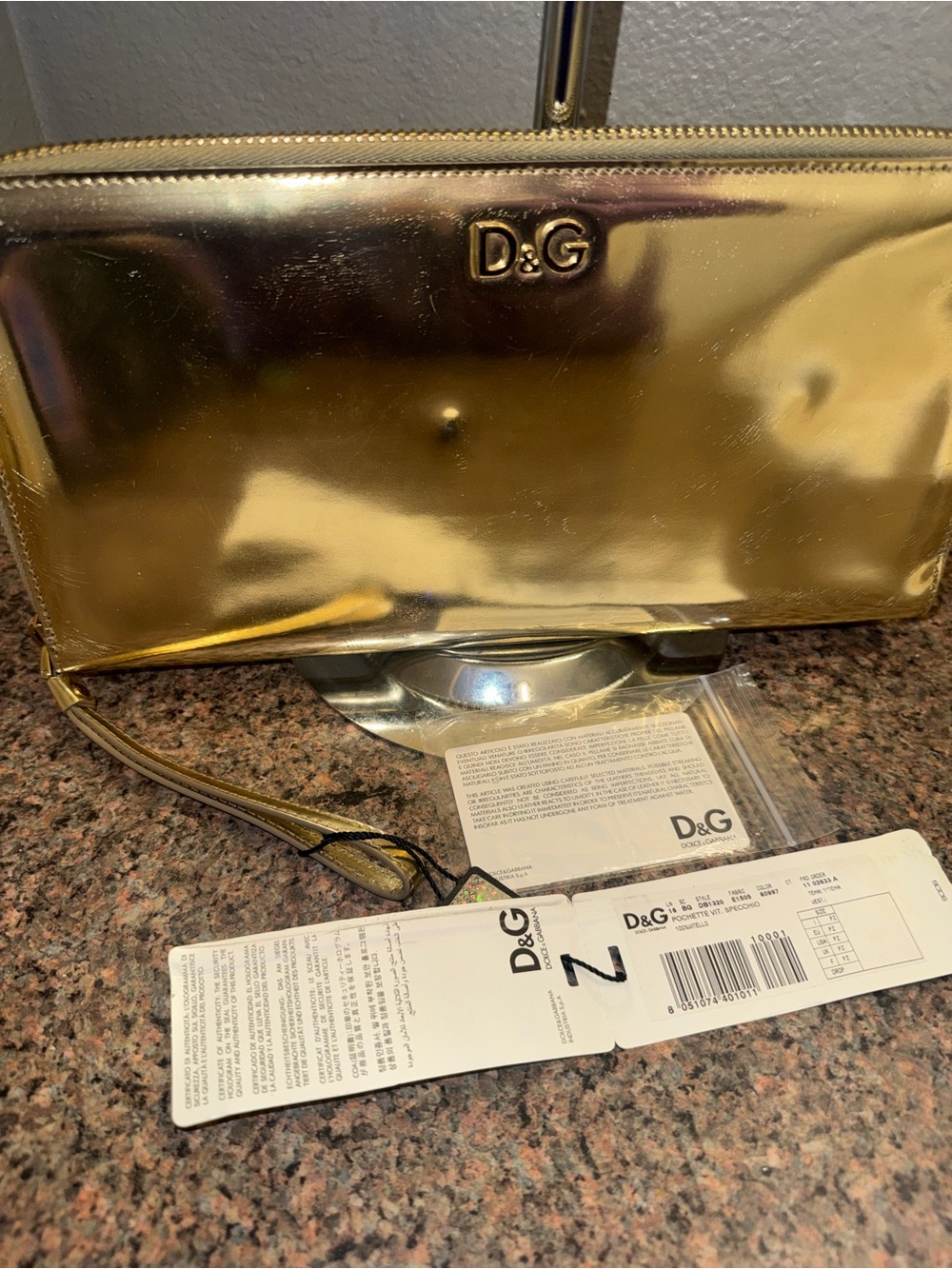 Dolce & Gabbana Metallic Gold Patent Wristlet Clutch - Picture 9 of 9